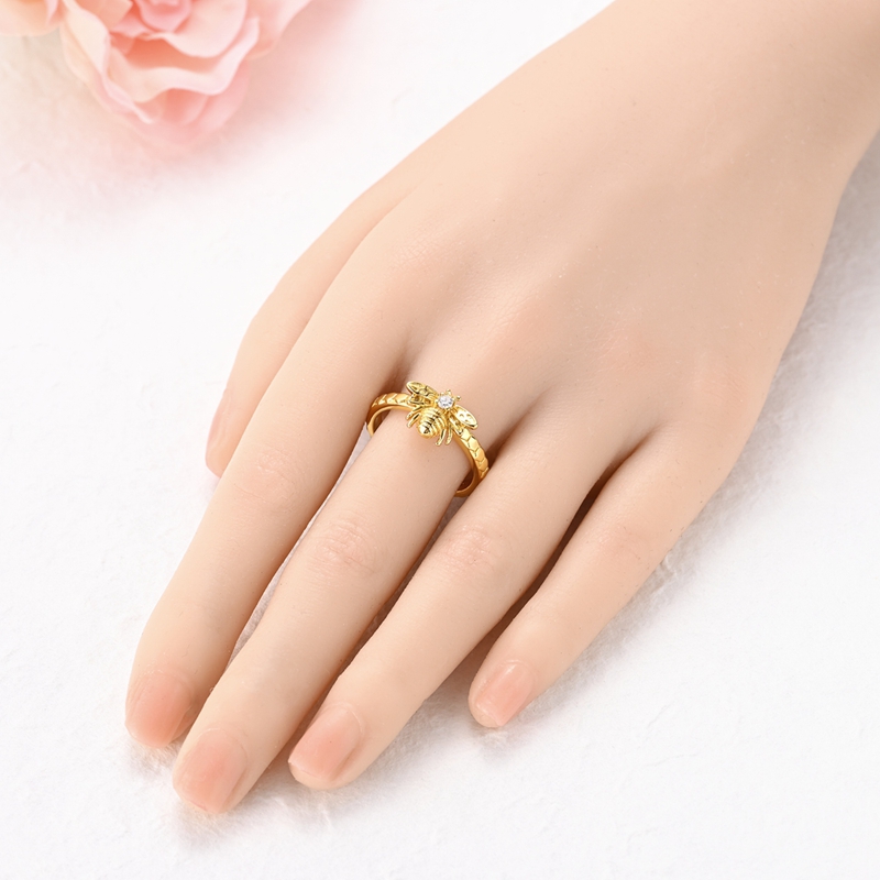 Women's 925 Sterling Silver Elegant Bee Open Ring